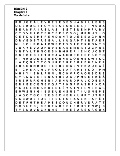 Bien Dit 2 Chapitre 5 Wordsearch