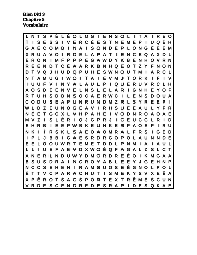 Bien Dit 3 Chapitre 5 Wordsearch