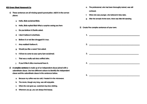 English Grammar Ks2 Worksheets