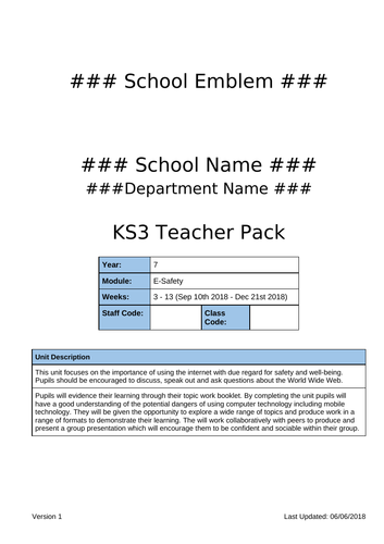 E-Safety | 12 Module with Lessons, Resources, Assessments