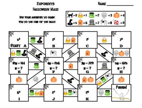 Exponents Game: Halloween Math Maze