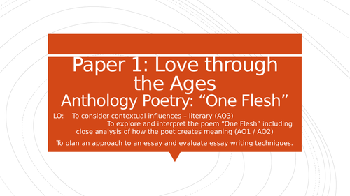 A Level English Literature "One Flesh" by Elizabeth Jennings