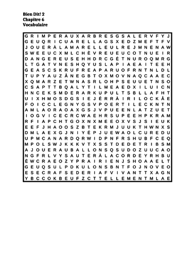 Bien Dit 2 Chapitre 6 Wordsearch