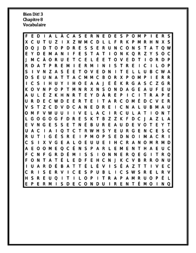 Bien Dit 3 Chapitre 8 Wordsearch