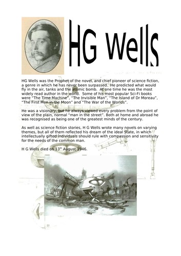 Fact sheet about HG Wells - the prophet of the novel