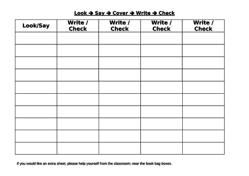 Spelling practice - Look Say Cover Write Check