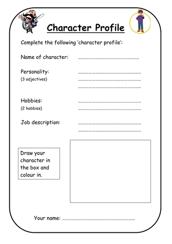 Character Profile Worksheets  + CHARACTERS