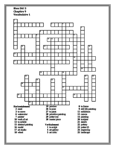 Bien Dit 3 Chapitre 9 Vocabulaire 1 Crossword