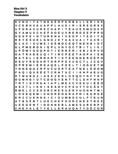 Bien Dit 3 Chapitre 9 Wordsearch