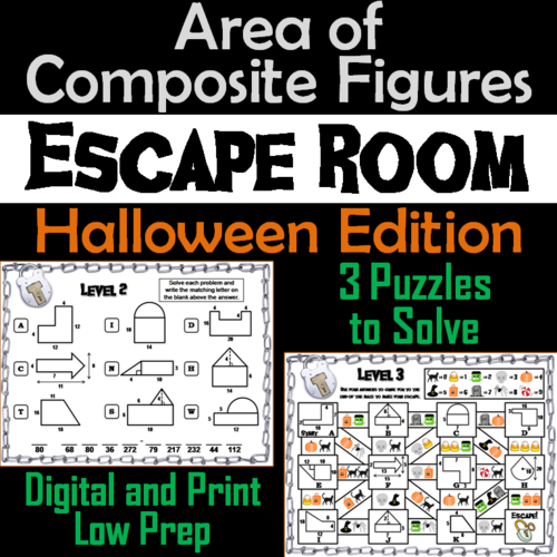 Area of Composite Figures Game: Escape Room Halloween Math