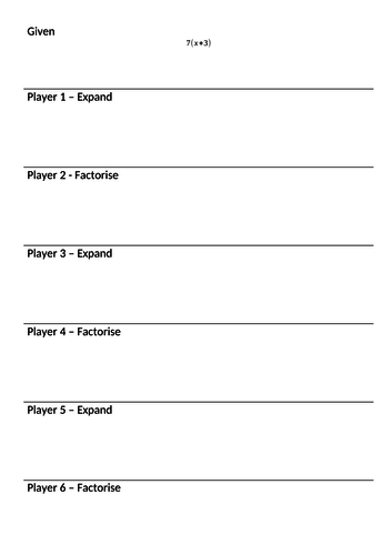 Factorising and Expanding Brackets Activity