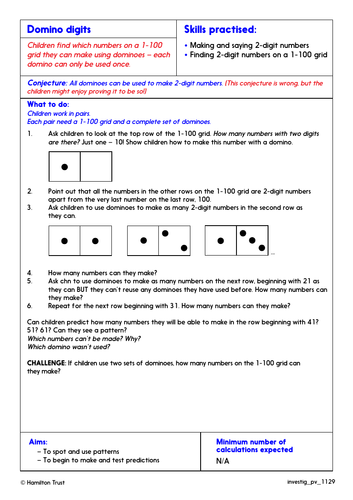 year 1 problem solving investigation