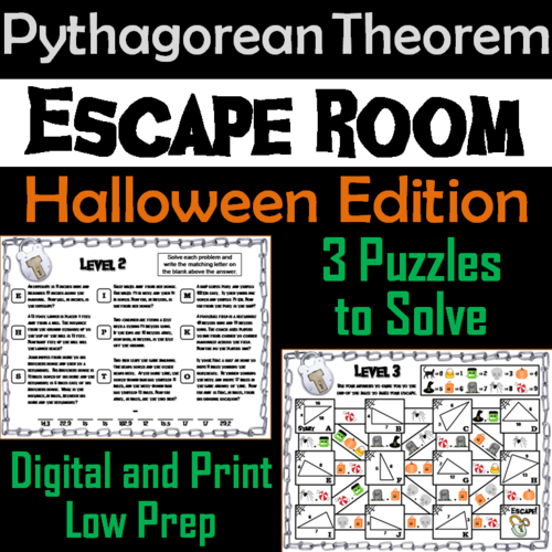 Pythagorean Theorem Game: Escape Room Halloween Math