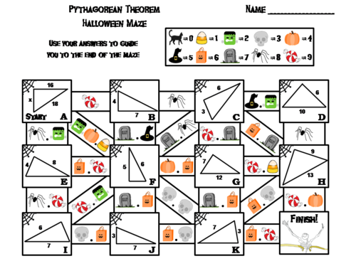 Pythagorean Theorem Game: Halloween Math Maze