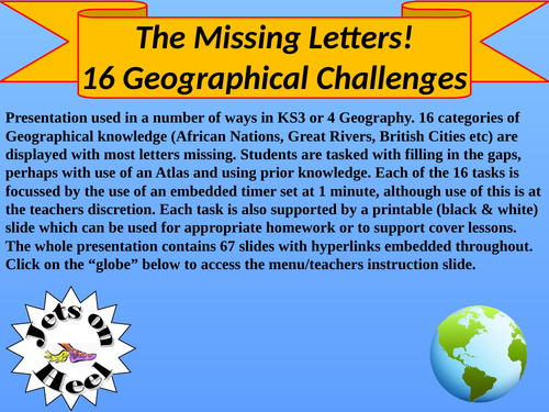 16 Geographical Challenges The Missing Letters