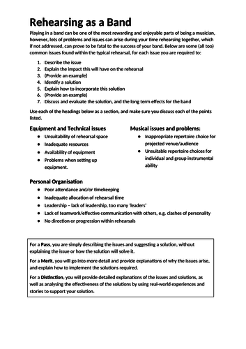 Unit 15 - Music Ensemble: Rehearsal Issues and Solutions