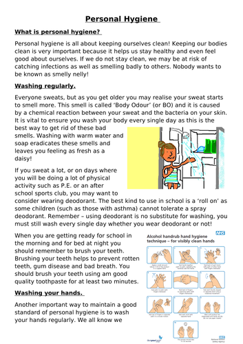 Comprehension on personal hygiene (cleanliness, puberty)