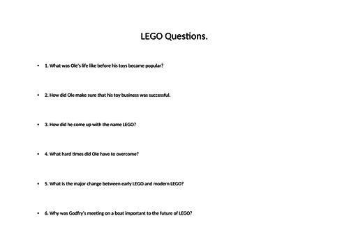 The LEGO Literacy Unit SoW (KS2, KS3)