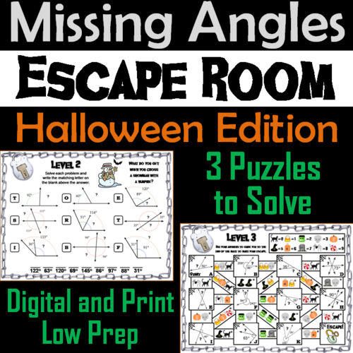 Solving for Missing Angles Game: Escape Room Halloween Math