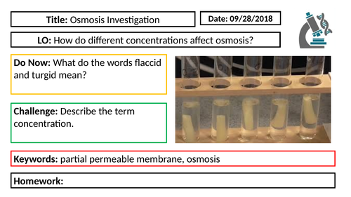 AQA GCSE Biology New Specification - B1 Osmosis Practical