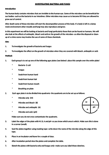 Forensics- investigating bacteria and fungi