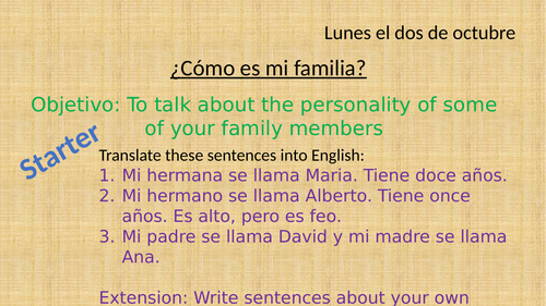 Spanish lesson on describing people