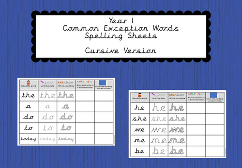 Year 1 Common Exception Words - Spelling Sheets
