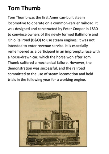 Tom Thumb Locomotive Handout