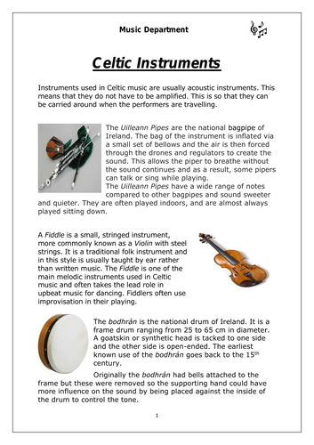 Ks3 Music - Celtic Instruments
