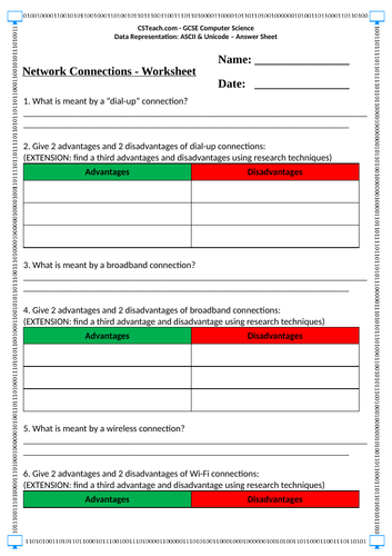 Level 2 BTEC I&CT - U1LAB - Network Connections - Worksheet