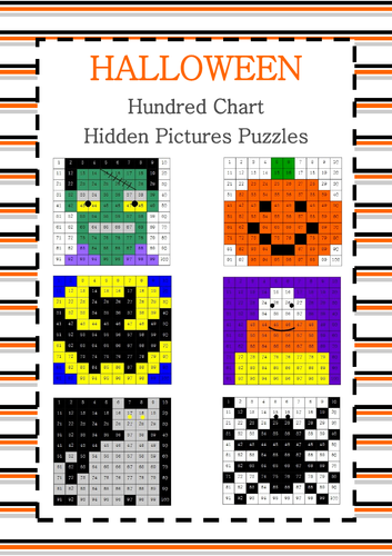 Halloween - Hundred Chart Hidden Pictures Puzzles