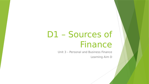 L3 BTEC Business (2016 Spec) Unit 3 Exam - Sources of Finance