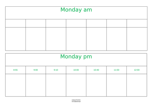 Visual Timetable suitable for KS2