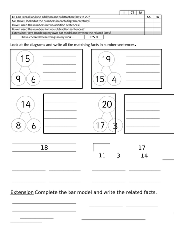 Y2 planning and resources for White Rose Maths Autumn Block 2, Addition and Subtraction, week 1