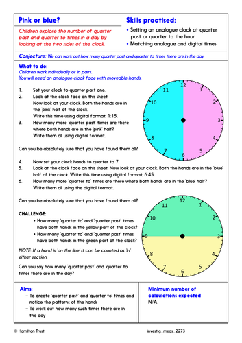 Problem Solving Investigation Tell The Time To 1 4 Hour Begin To Tell 