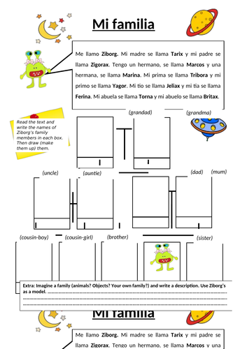 Ziborg y su familia- Worksheet