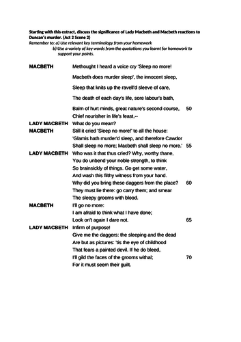 Seven AQA GCSE English Literature 'Macbeth' Extract Questions