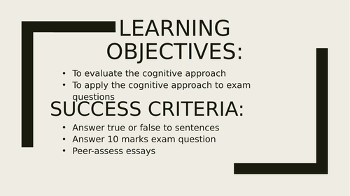 Cognitive Approach revision Psychology