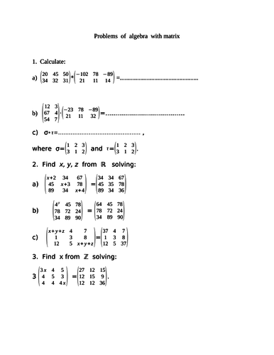 The  problems  of  algebra  with  matrix