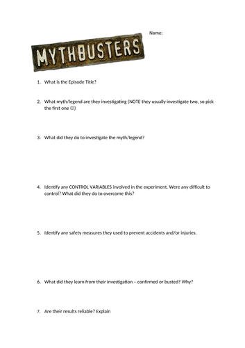 mythbusters-science-episode-worksheet-teaching-resources