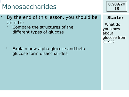 OCR Biology Monosaccharides full lesson