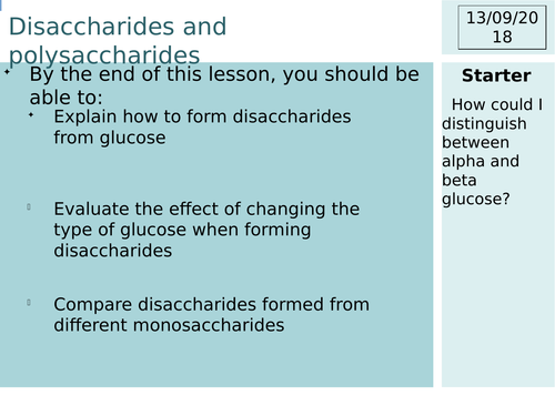 A Level Biology Disaccharides complete lesson