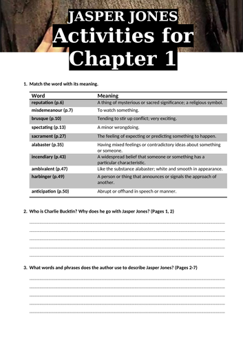Jasper Jones - Activities for Chapters 1-3