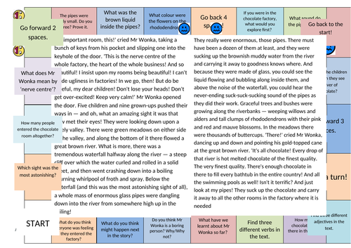 Charlie and the chocolate factory themed guided reading/comprehension/shared reading game activity.