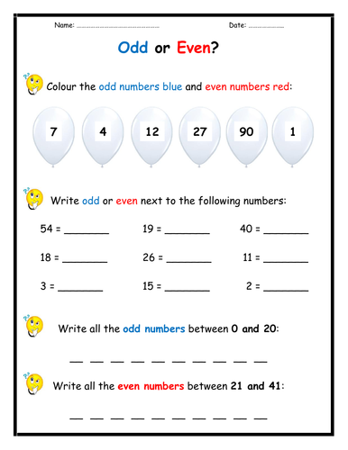 Odd or Even Worksheet | Teaching Resources