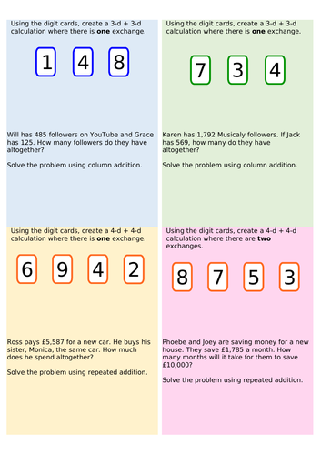 Year 4 - Adding two 4-d numbers (multiple exchanges)