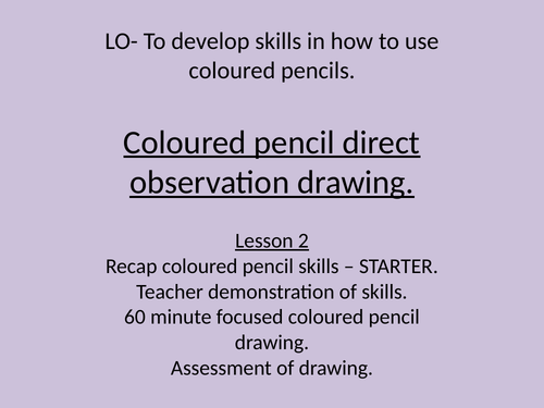 Coloured Pencil direct observtaion drawing powerpoint