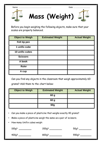 Measuring Weight - 2 Worksheets