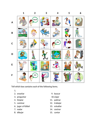 Actividades (Activities in Spanish) Find it Worksheet
