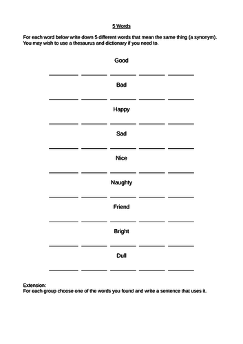 English Activities Ks3